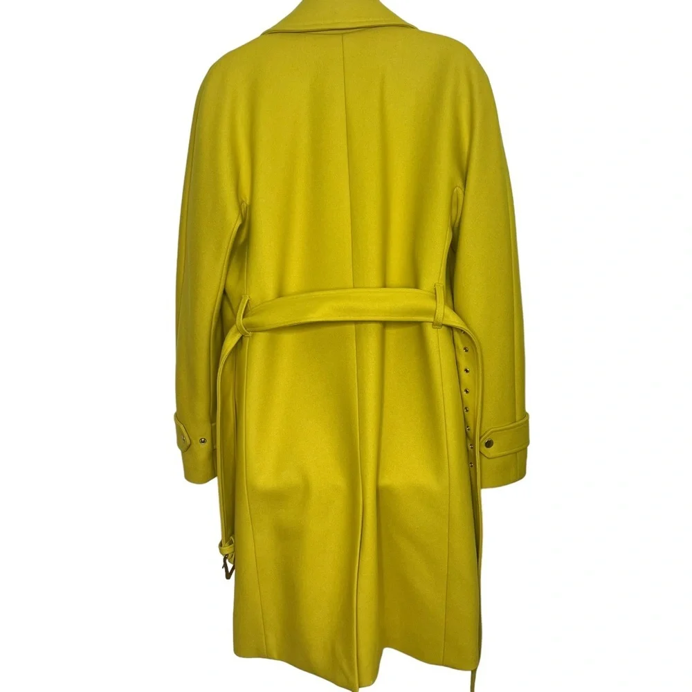 J.CREW GOLD MELTON WOOL ASYMMETRICAL ZIP FRONT BELTED TRENCH COAT SIZE 8 - Picture 11 of 13